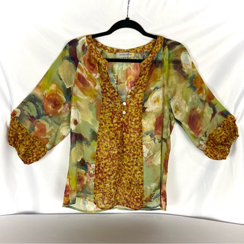 Figueroa & Flower Anthropology Boho Sheer Top sz S